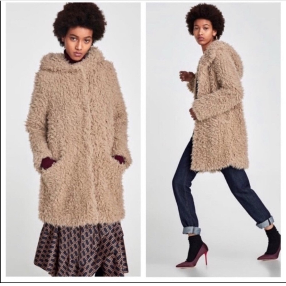 Zara Fuzzy Teddy Coat